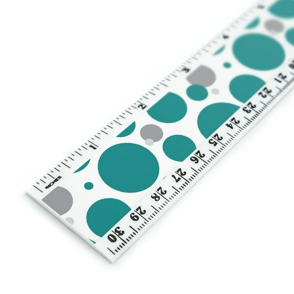 Solid Color Teal 12 Inch Standard and Metric Plastic Ruler