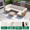 thumbnail image 6 of LazySunsets 7-Piece Beige All Weather Wicker Patio Sectional Conversation Set, Thick Water Resistant Cushions & Tempered Glass Coffee Table for Backyard Poolside Porch Garden, 6 of 8