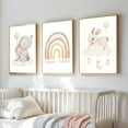 thumbnail image 3 of 3Pcs Baby Girls Animal Nursery Wall Art Prints Cute Elephant Rabbit Cat Poster Rainbow Cloud Canvas Painting Infant Kids Room Decor Wall Pictures, 3 of 6