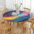 thumbnail image 3 of Colorful Galaxy Pattern Round Fitted Tablecloth with Elastic Edge,Dining Table Cover Waterproof,Outdoor Round Tablecloth for Camping,Dining,Indoor and Outdoor, 3 of 7