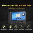 thumbnail image 3 of Universal Solar Panel Controller Battery Regulator /24V Auto With Dual USB for DIY Solar Power, 3 of 7