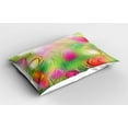 thumbnail image 2 of Ambesonne Modern Pillow Sham 2 Pack, Tulips Urban Graphic, 26"x20", Pink Green, 2 of 3