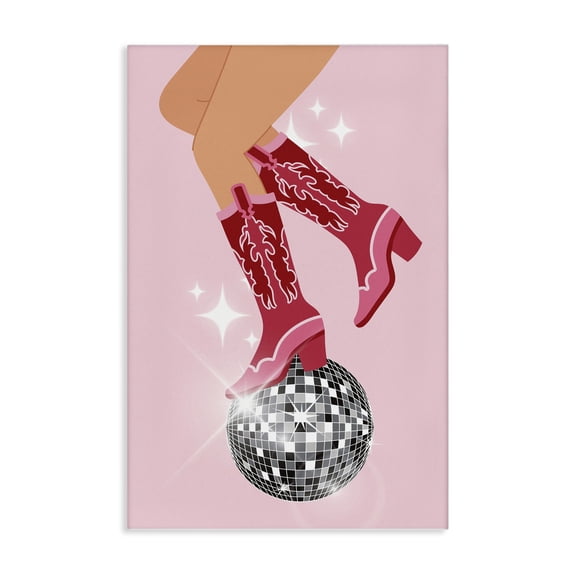 Stupell Industries Balancing Disco Cowgirl People Painting Wrapped Canvas Canvas Art Print Wall Art, 16 x 24
