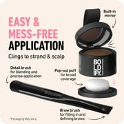 BOLDIFY Root Touch Up Powder مع فرشاة ، يغطي الشعر الرقيق والأشعة ، مقاوم للماء ، بني متوسط ، 4 جم