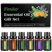 Essential Oils Set,Fimilo Aromatherapy Oils Gift Set-6 Pack,10ML(Peppermint,Lemongrass,Tea Tree,Rosemary,Lavender,Orange, Suit for Diffusers,Candle Making Scents,Fragrance,Humidifiers,Gifts