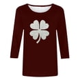 thumbnail image 5 of St. Patrick's Day T-Shirt for Women Glitter Texture Shamrock Clover Graphic Crewneck Long Sleeve Loose Fit Soft Festive Holiday Graphic Tee Top, 5 of 7