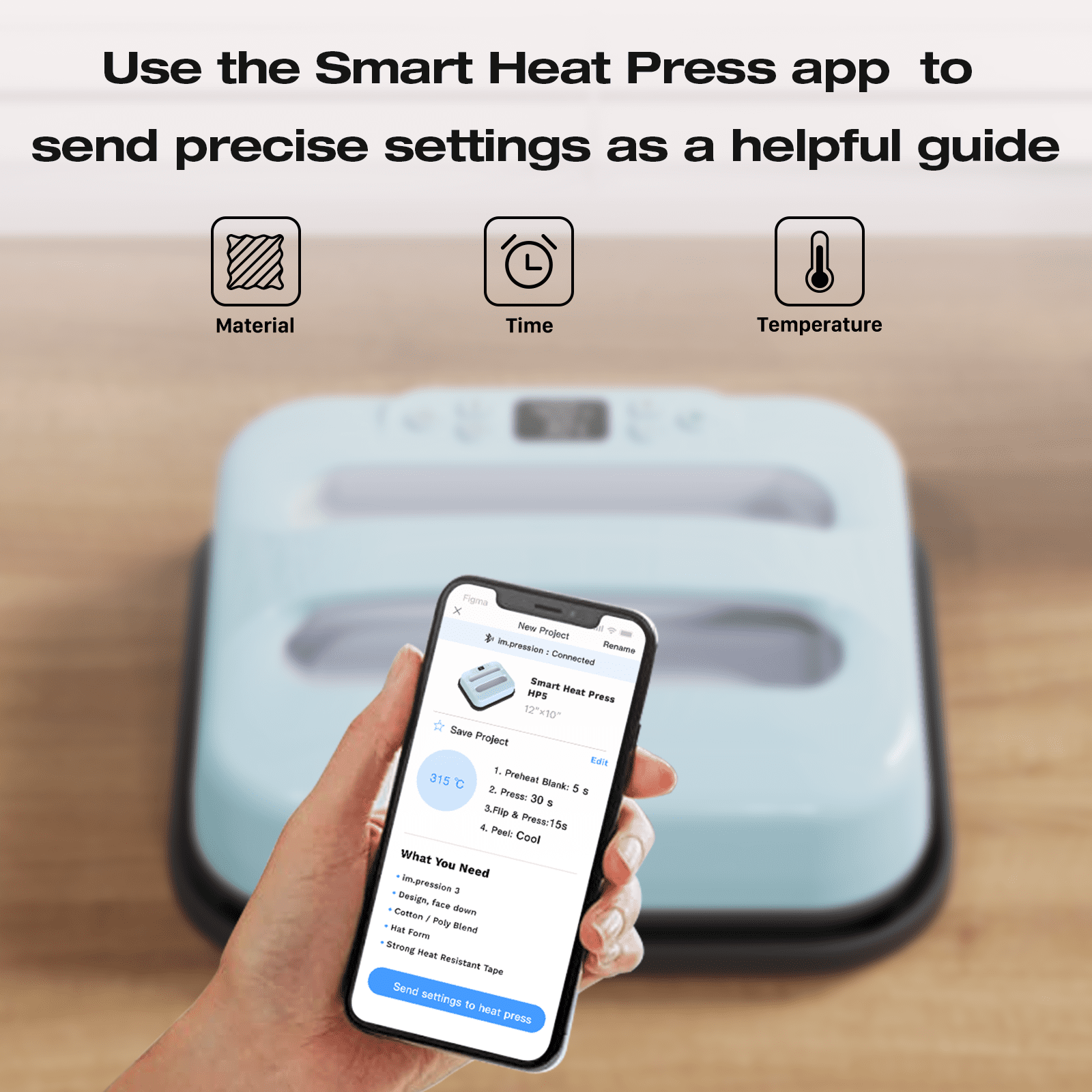 AST&T Smart Heat Press Machine 12"x10" with Bluetooth App, Ideal for HTV Vinyl, Sublimation and DIY T-Shirt Projects