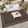 thumbnail image 5 of HIWEAVER 8' x 10' Black/Brown Outdoor Rug PP Plastic Straw Woven Waterproof Patio Rug with Border Portable Outside Carpet for Balcony Deck Picnic Garden Decor, 5 of 8