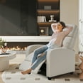 thumbnail image 2 of CL.HPAHKL Living Room Recliners, PU Leather Massage Chair Recliner with Lumbar Support Adjustable Easy Chair with Padded Seat Footrest Modern Home Theater Seating for Small Spaces Bedroom, Beige, 2 of 7
