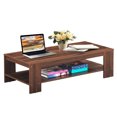 thumbnail image 2 of Topbuy Table Basse en Bois Rustique Table Basse Rectangulaire avec Étagère de Rangement, 2 of 8