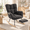 Dark Gray, variant on Nursery Rocking Chair with Retractable Footrest, Pink Wooden Rocking Chair with Side Pocket, Comfy High Back Nursing Glider Armchair for Bedroom & Baby Room, Small Apartment Furniture
