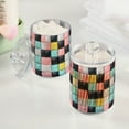 thumbnail image 2 of Yayeee 4 Pack Qtip Holder Bathroom Cotton Swab Canister with Lid Clear Dispenser Set, Gray Checkered Pattern, 2 of 6
