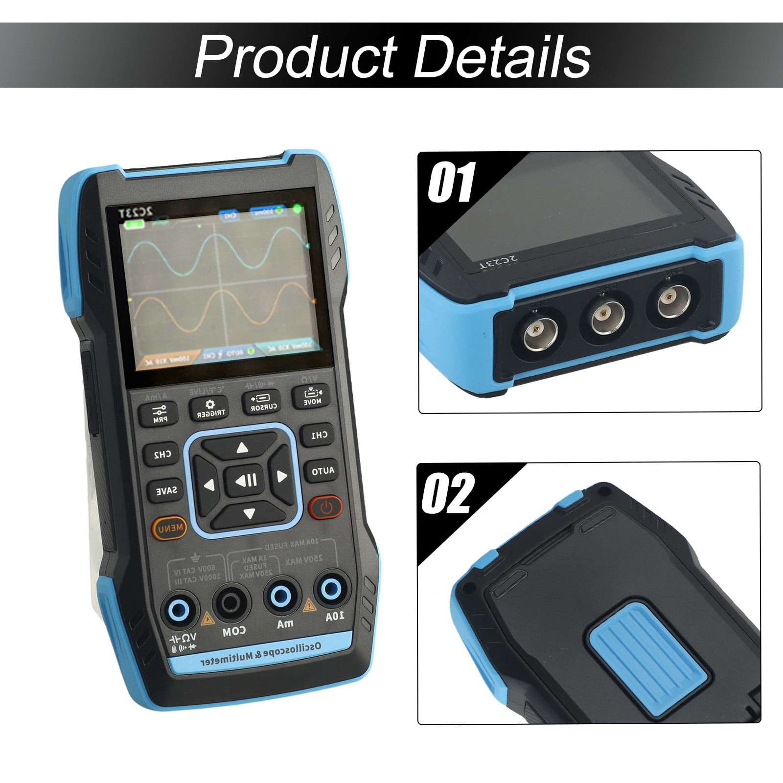 For FNIRSI 2C23T Digital Oscilloscope Multimeter Function Signal Generator Three-in-One Dual Channel 10MHZx2 50MS/s Oscilloscope