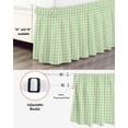 thumbnail image 3 of Sage Green Wrap Around Bed Skirts for Queen Bed 16" Drop,Bed Skirt with Adjustable Elastic Belt Dust Ruffle Bed Valance for Bedroom Hotel Grid Checkered Plaid Gingham Lattice Trellis Bed Frame Cover, 3 of 7
