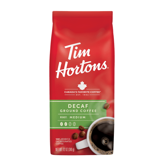 Tim Hortons Decaf Ground Coffee, 12oz Bag
