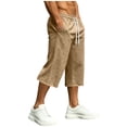 thumbnail image 5 of QSXADF Men's Capris Elastic Waist Drawstring Shorts Summer Shorts Over Knee Length Solid Drawstring Pocket Breathable Capris Men's Casual Trousers, 5 of 6
