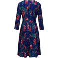 thumbnail image 5 of Women's Floral Printed Tunic Flared Midi Dress Round Neck Party Cocktail Dresses, 5 of 6