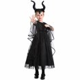 thumbnail image 3 of Girls Maleficent Costume with Headband Halloween Cosplay Outfits, SIZE 5-9Y, 3 of 6