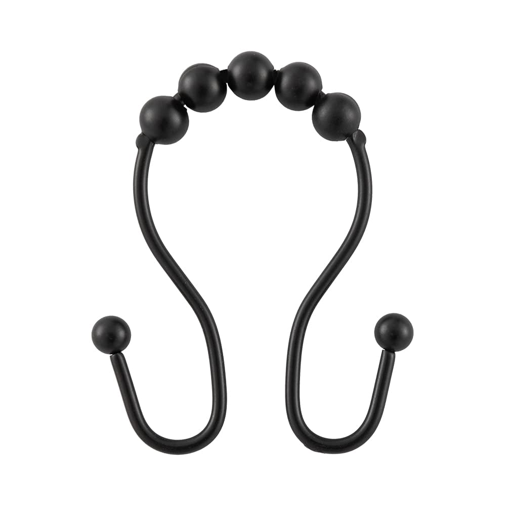 Utopia Alley  Double Roller Ball Stainless Steel Shower Curtain Hooks Rings, Set of 12 Black