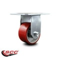 thumbnail image 2 of 4 Inch Heavy Duty Red Poly on Cast Iron Rigid Caster with Ball Bearing SCC, 2 of 2