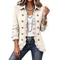 thumbnail image 3 of Womens Long Sleeve Ruffle Button Front Cardigan Jacket Lightweight Open Front Layered Top Structured Collar Casual Outerwear Fall Jackets for Women, 3 of 7