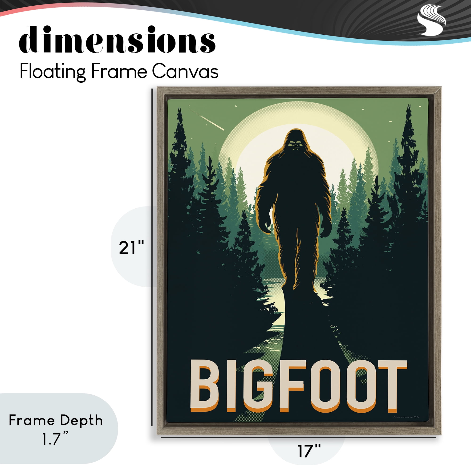 Stupell Industries Cryptid In The Woods Brown Framed Floater Canvas Wall Art, design by Omar Escalante