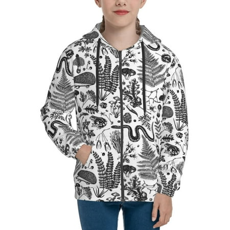 

Hoodies for Women Sketch Snake Mushroom Hedgehog Long Sleeve Sweatshirt Drawstring Zip Up Hoodie with Pockets Teen Girl Clothes