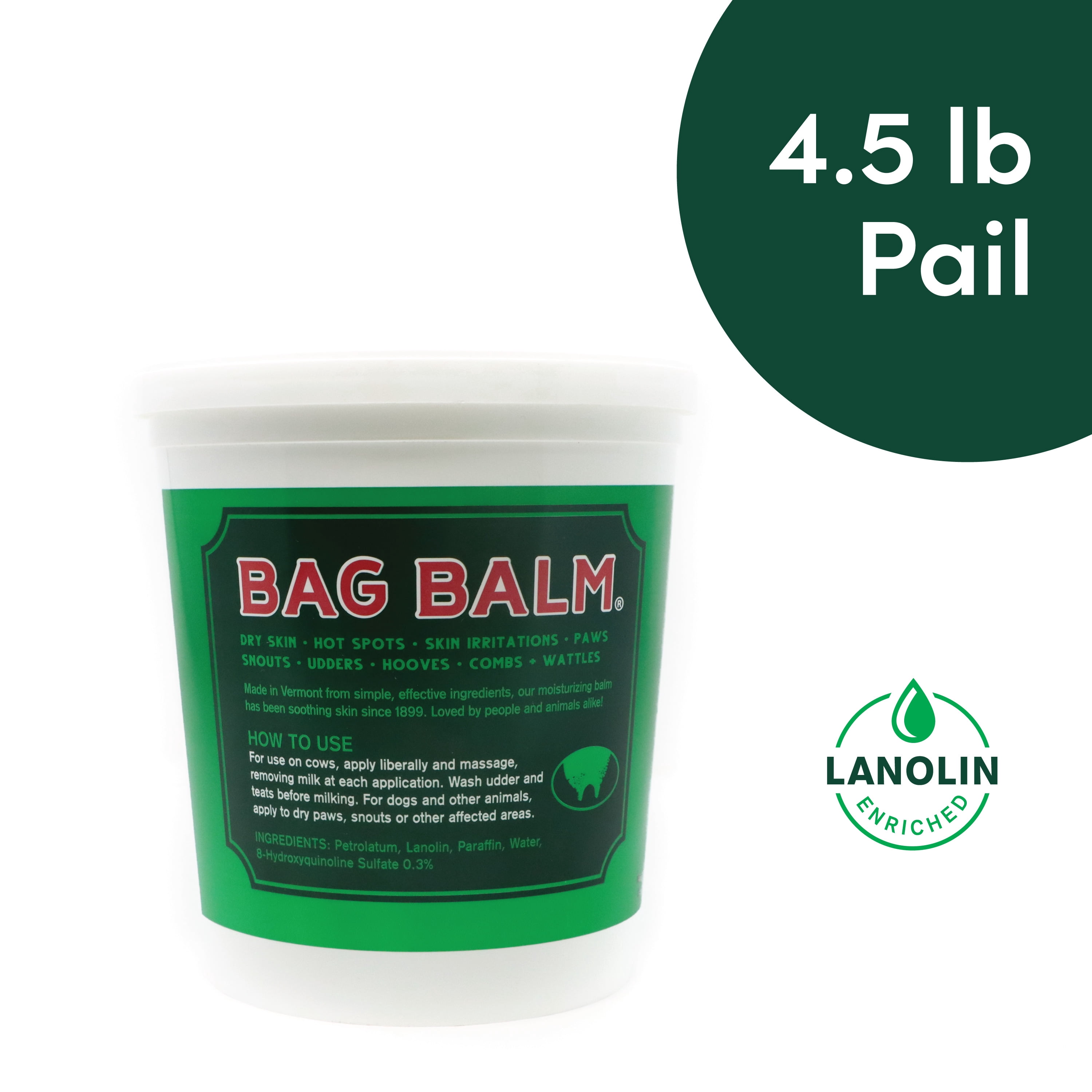 (2 pack) Vermont's Original Bag Balm Moisturizing Ointment for Animals, Pets, Livestock, Paws, Jumbo Pail