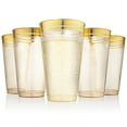 thumbnail image 2 of Perfect Settings 16 oz Gold Glitter Disposable Plastic Cups, 2 Line Gold Rim - 100 Count, 2 of 6