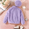 thumbnail image 4 of Odeerbi Teen Boys Girls Fleece Lined Sherpa Jacket with Beret Hat Set Winter Thermal Coat Children's Solid Color Knot Woolen Outerwear Set Teen Clothes Purple, 4 of 8