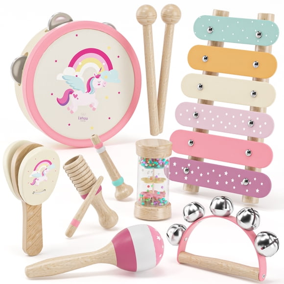 Montessori Toys for Toddler 1 Year Old, Musical Instruments Toy for 12-18 Month Kids, Wooden Percussion Instruments with Xylophone and Storage Bag, Education Gift for Toddler 1 2 3 Year Old