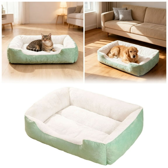 Orthopedic Pet Bed for Dogs & Cats - Removable Washable Cover, Comfortable Sleeping Mat Cushion with Non- Bottom Sofa Bed,XS-L,Light Green