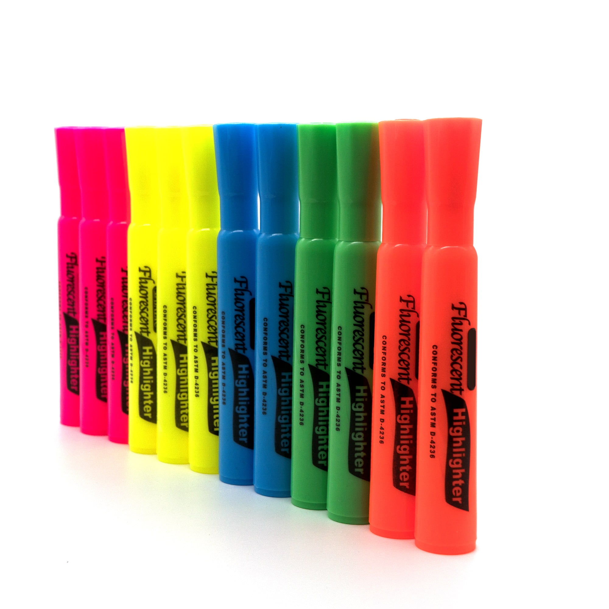Emraw Assorted Colors Desk Style Smooth Glide Solid Gel Fluorescent Highlighters Markers Student Study Kit (12-Pack)