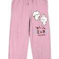 thumbnail image 2 of Mimi & Neko Cute Characters Women's Pink Sleep Pajama Pants, 2 of 7