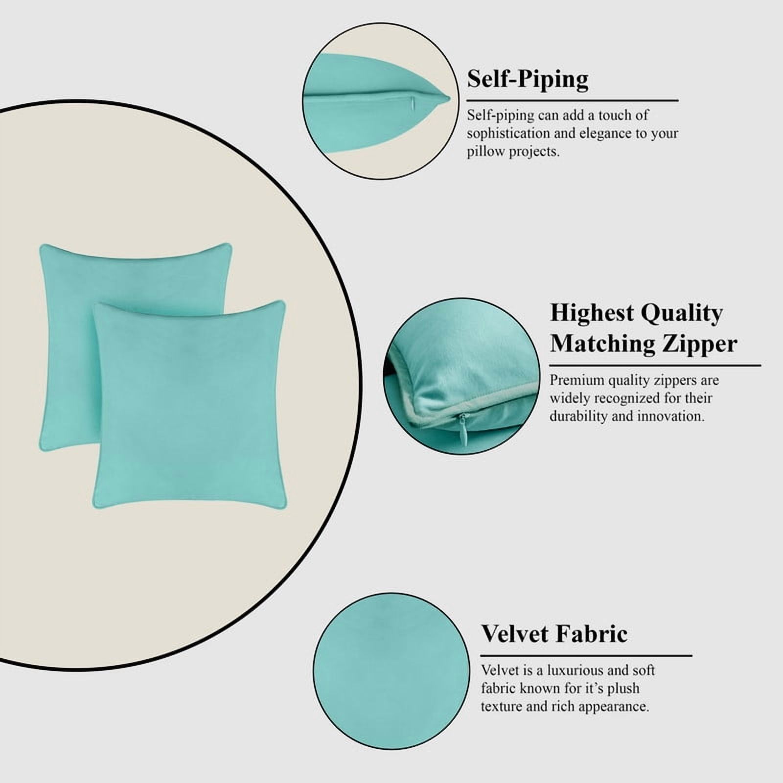 A1HC Set of 2 Luxurious Soft Velvet Throw Pillow Covers Only, 24"x24", Aqua Blue, Decorative Cushion Covers with Hidden YKK Zipper for Sofa or Bed