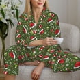 thumbnail image 6 of Salouo Christmas Hat sock Pattern Women's Pajamas Set Long Sleeve Button Down Sleepwear Soft Pj Lounge Sets for women 2 Piece Pjs Set with Long Pants-Medium, 6 of 7