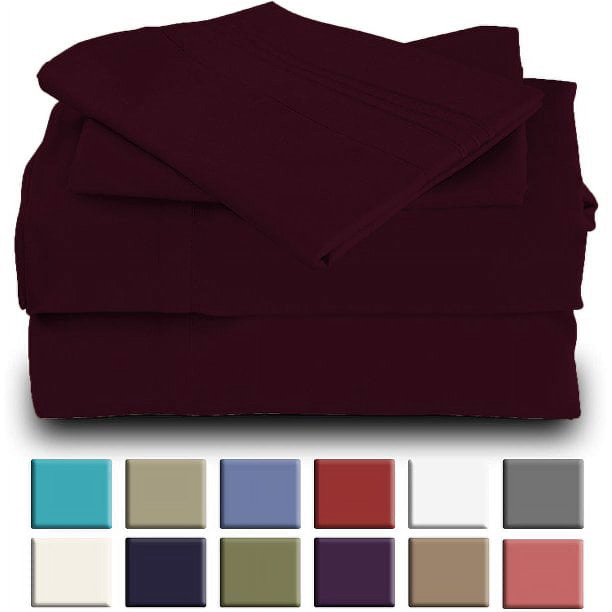 The Season Essentials Wrinkle Free Sheet Sets with Deep Pockets & Stain Resistant, 4 pc, 1800 Thread Count Based – Eggplant, King