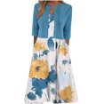 thumbnail image 2 of Babysbule Womens Summer Dresses Two-Piece Women's Summer Printed V-Neck Elegant A Line Tank Dress And Half Sleeve Cardigan Tops Set Suit, 2 of 5