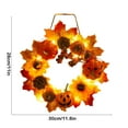 thumbnail image 3 of Qiweii Fall Wreath for Front Door with Lights, Harvest Wreath with Sunflower, Pumpkin,berryand Pineconer, 3 of 5