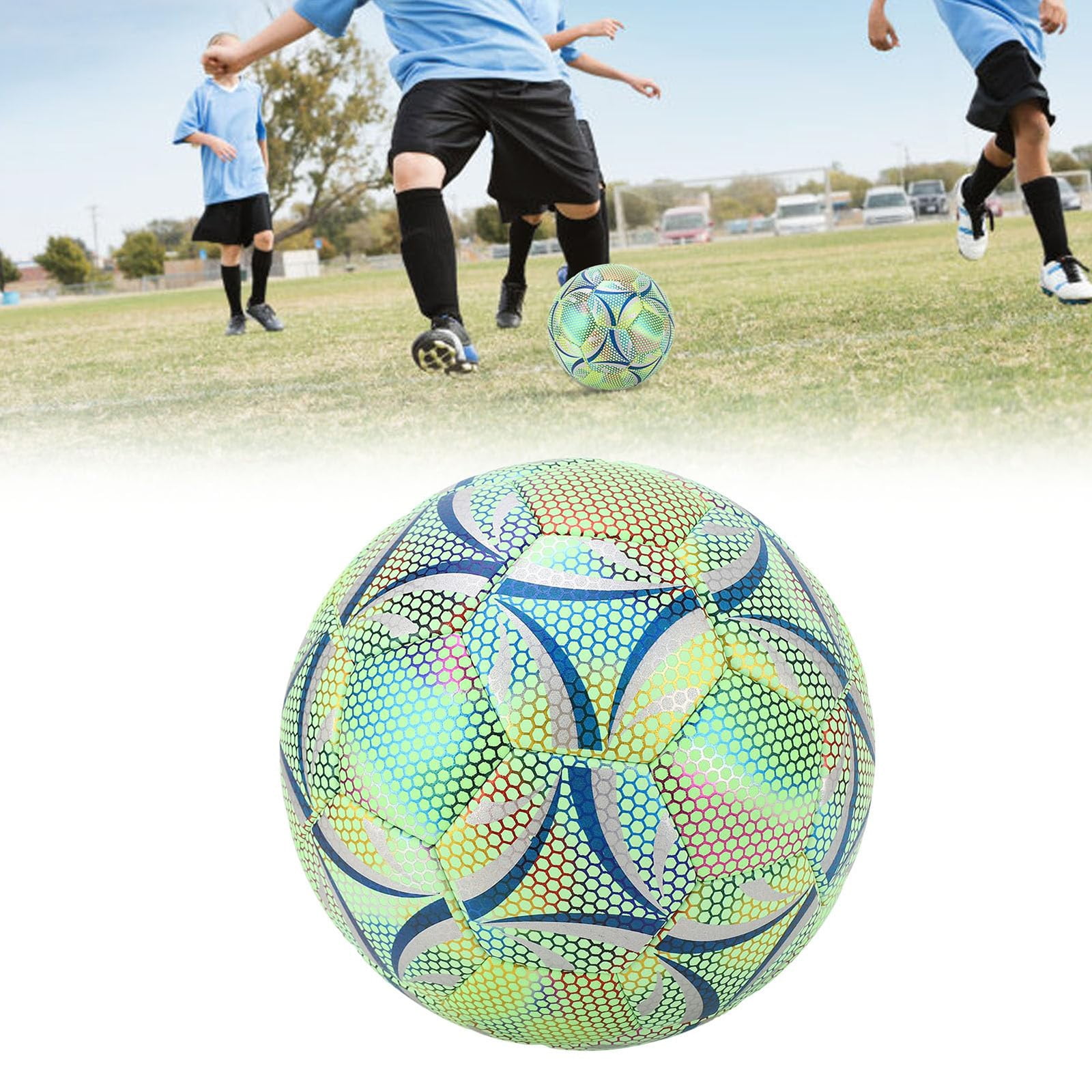 Glow in the Dark Soccer Ball Size 5, Fluorescent Night Training Football with High Visibility, Durable Sports Equipment for Night Games and Outdoor Play