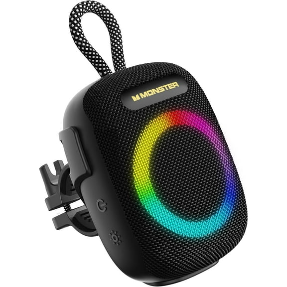 S330 Portable Bluetooth Bike Speaker, IPX7 Waterproof Wireless Shower Speaker with RGB Lights, 10H Playtime, Loud Sound, Bluetooth 6.0, Bike Accessories, TWS, for Outdoors/Travel/Home, Black