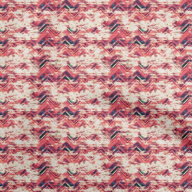 oneOone Rayon Red Fabric Abstract Zigzag Sewing Material Print Fabric By The Yard 56 Inch Wide