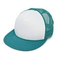 thumbnail image 2 of DALIX Classic Trucker Cap Flat Bill Adjustable Snapback 5 Panel Plain Hat Teal-White, 2 of 3