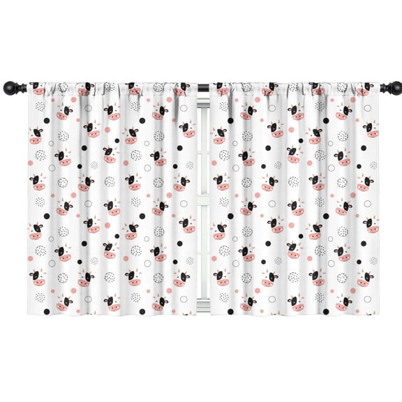 Blackout Kids Curtains,White Cow Cow Head Pattern Childrens Insulated Curtains Set Of 2,Bedroom Essentials,Toddler Room Decor 42x54in(106x137cm)