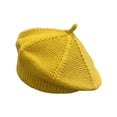 thumbnail image 2 of Only Moment Vintage style hat Vintage Artist Painter Beret Solid Wool Knitted Beanie, Elegant French Fashion Warm Beret Hat for Daily Outfits and Casual Events Yellow,One Size, 2 of 4