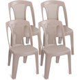 Set of 4 Plastic Stackable Chairs, Outdoor Patio Armless Stacking