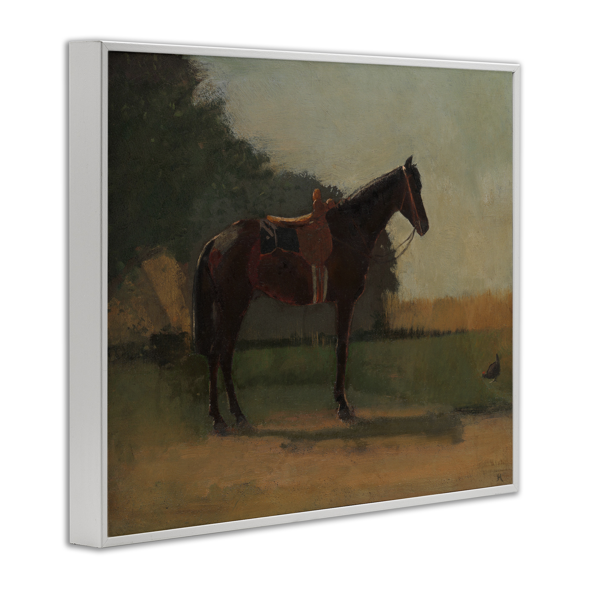 Stupell Industries Racing Horse with Saddle Animals & Insects Painting White Framed Art Print Wall Art, 20 x 16