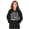 thumbnail image 3 of Broke Up With Gym Fitness Exercise Womens Plus Size Graphic Zipper Hoodie Brisco Brands 2X, 3 of 5