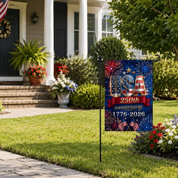 Kiddiway America 250 Decorations - 250th Anniversary USA Flag Double Sided Outdoor Garden Flag, 4th of July Yard Decor, Patriotic 1776-2026 Commemorative ,A