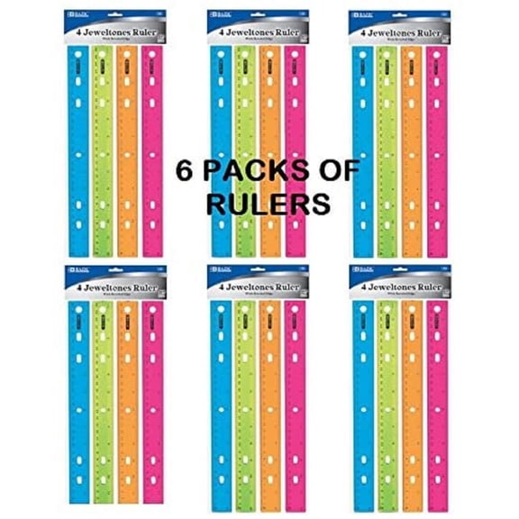 Plastic Ruler - Assorted Colors 12" Metric/Imperial (24 PK) - Enday